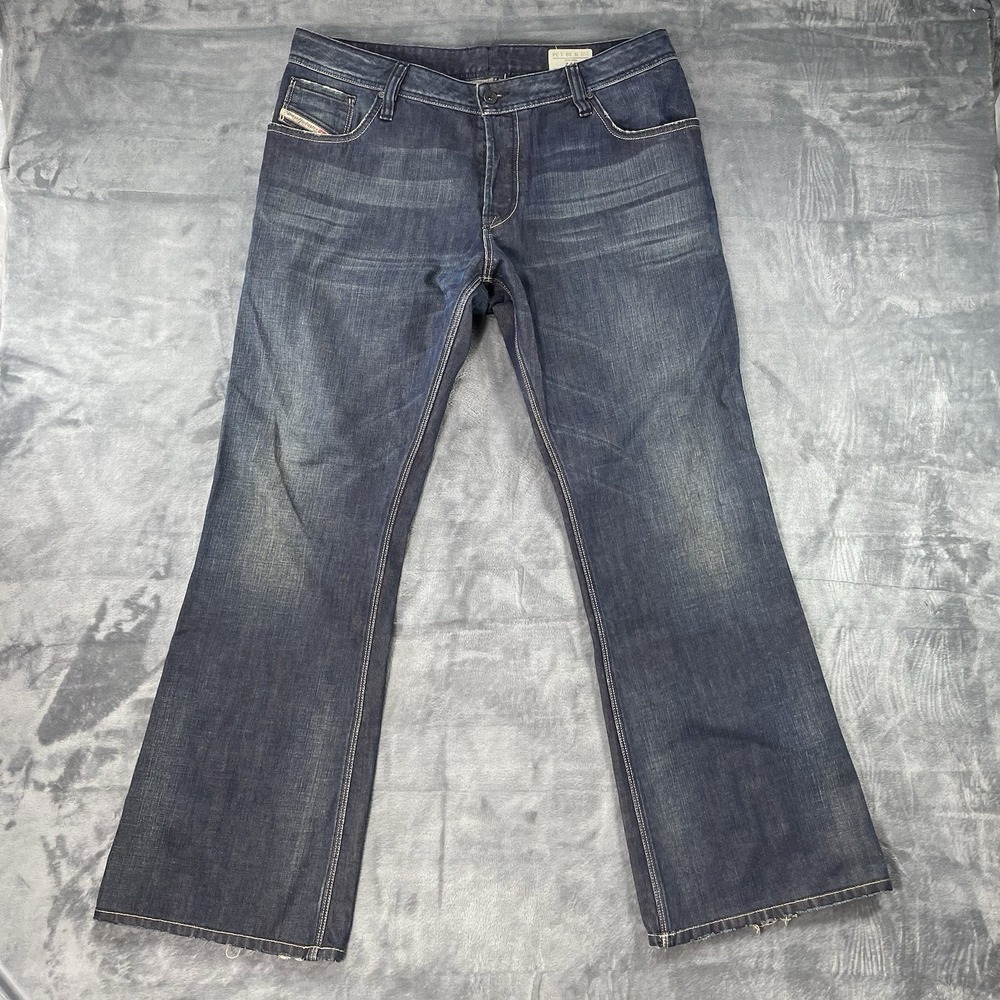 Diesel Zaf Jeans Mens 38x34 Blue Denim Pants Button Fly Bootcut Y2K